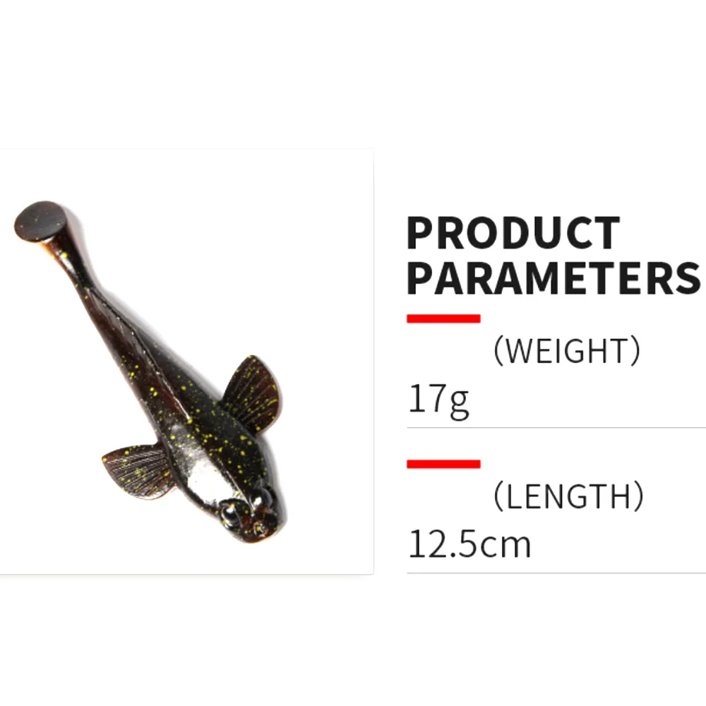 Señuelo de Pesca Goby, cebo suave, Swimbaits, 17g, 12cm, Black Jumping, Dark Sleeper Jig T Tail Bass, señuelo de Pesca Leurre Souple broket, 1 ud. - imagen 5