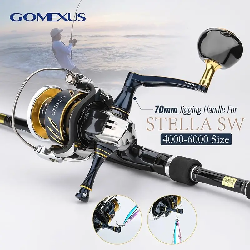 Gomexus mango eléctrico de aluminio con perilla de titanio para 2013 2020 5 Twinpower SW Stella SW 4000-6000 carrete giratorio de agua salada 70mm - imagen 3