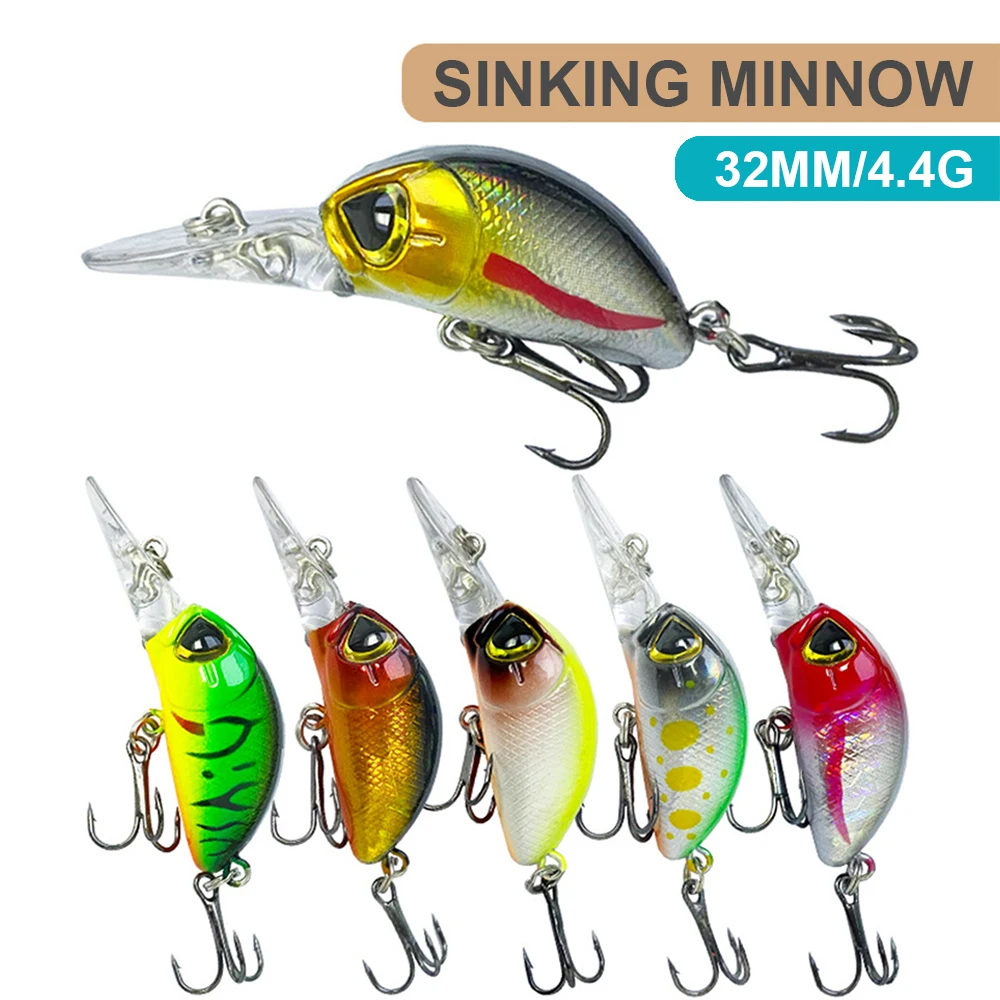 Señuelos de pesca de 3,2 cm, 4,4g, hundimiento, Micro pececillo Wobbler, buceo profundo, cebo duro Artificial, Jerkbait, Mini flujo, trucha, lubina, MN605 - imagen 2
