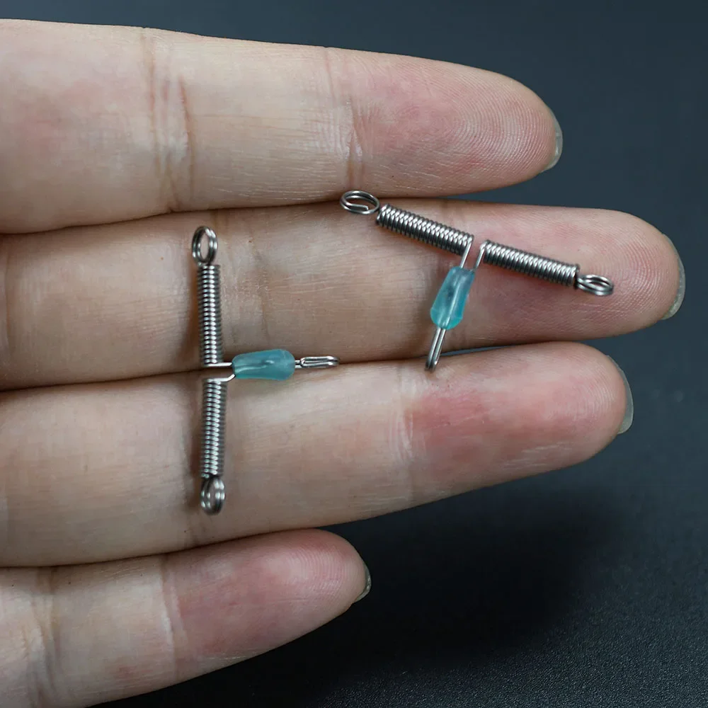 Línea de pesca de acero inoxidable, bifurcación espacial, aparejos de equilibrio, ganchos, brazo de alambre, forma de T, línea cruzada giratoria, 15 Uds. - imagen 3