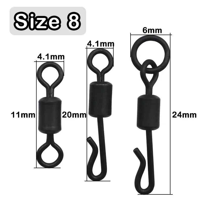 20 piezas de pesca de carpa QC Flexi anillo giratorio Ronnie Rig giratorios tamaño 8 ajuste Ronnie carpa aparejos para accesorios de aparejos de pesca - imagen 2