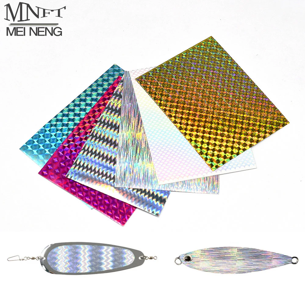 MNFT 12 Uds DIY cebo duro lentejuelas señuelo holográfico pegatina de piel de pescado autoadhesivo Arco Iris cambio de Color película atado de moscas Material