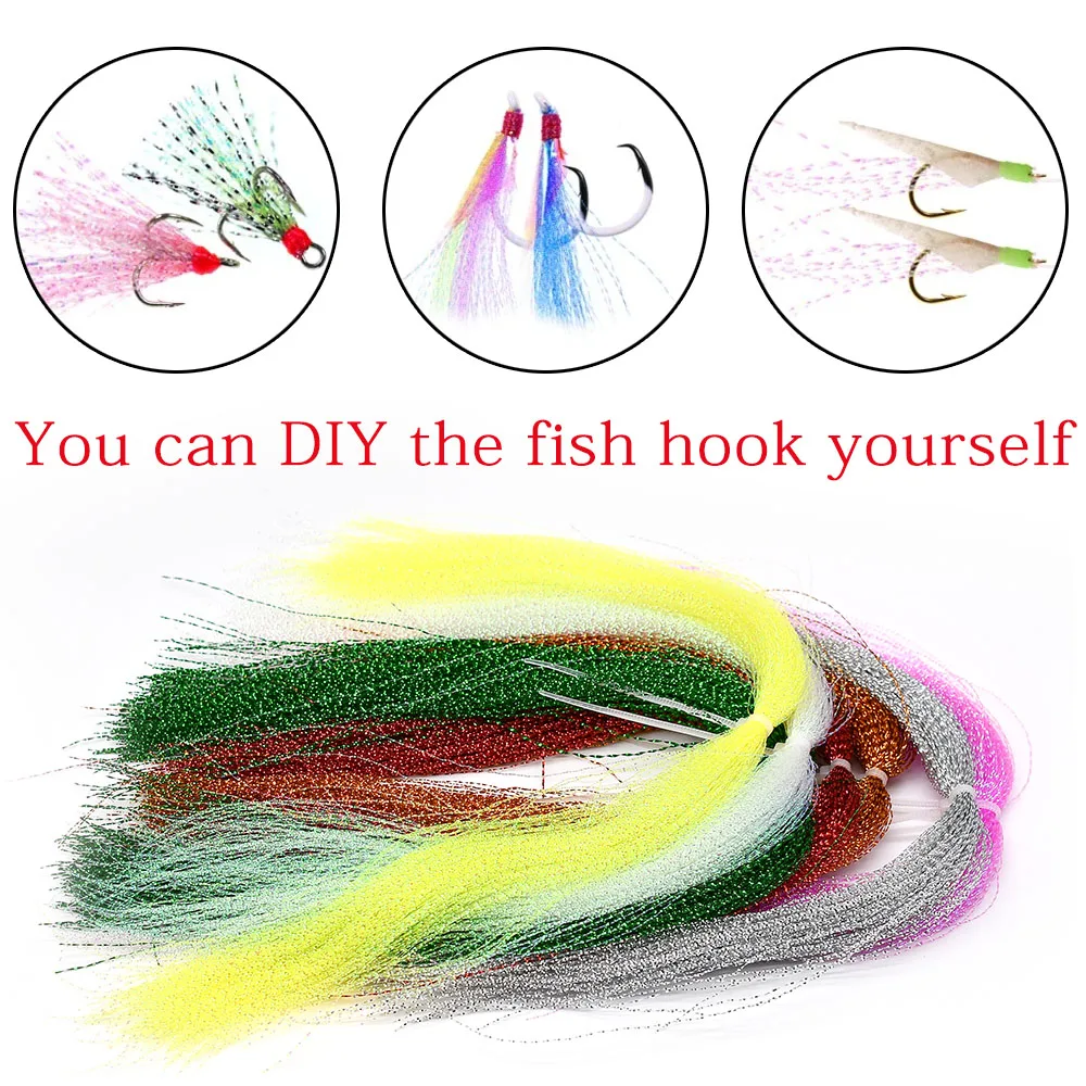 Anzuelo de pesca con mosca, señuelo de 280 hebras, Flashabou, oropel holográfico, cristal Flash, plantilla de cadena, 7 paquetes - imagen 4