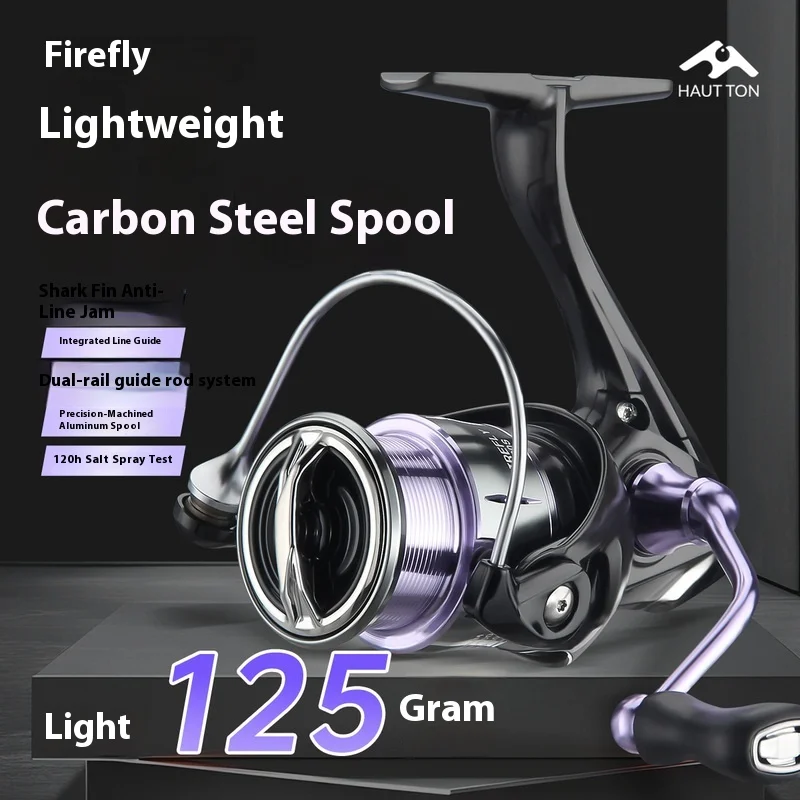 Carrete giratorio Hautton Firefly con freno, aluminio y fibra carbono - imagen 2