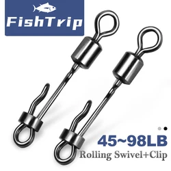 FishTrip Micro giratorios, conector líder de sedal de pesca a presión, resistente al desgaste de carpa, latón a prueba de herrumbre, agua dulce y salada