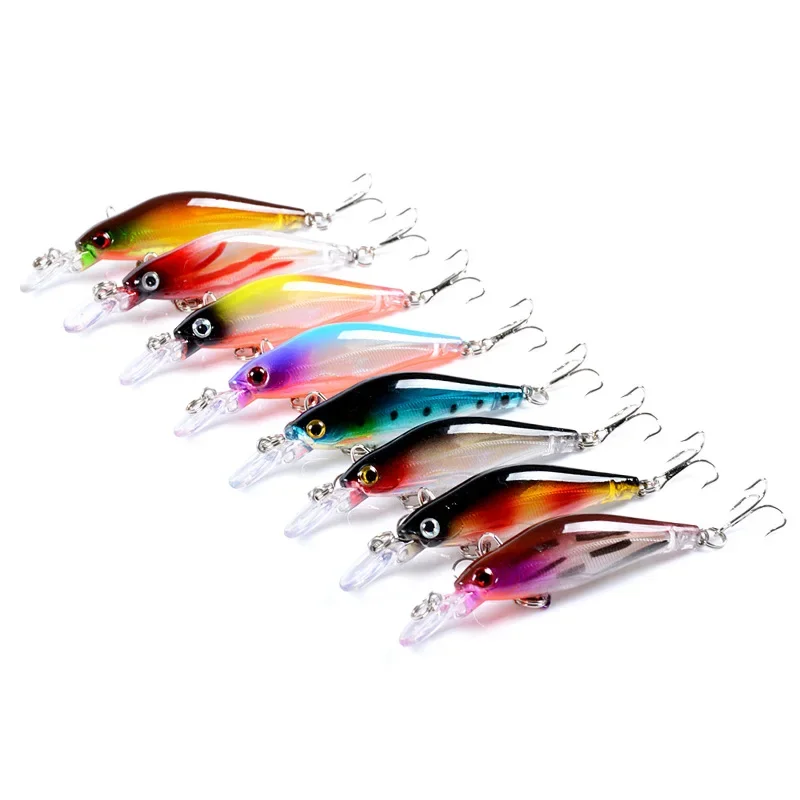 Señuelos de pesca Minnow, 8,3 cm, 6,2g, hundimiento lento, Wobblers, ojos 3D, láser, cebos artificiales de plástico duro, aparejos de lubina, 1 ud. - imagen 3