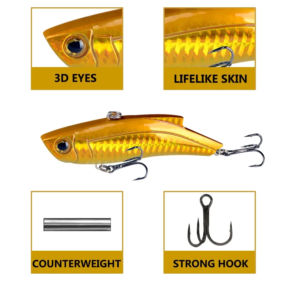 Señuelo de pesca resistente de 9cm/26g, cebos VIB, gancho de mimbre, vibración de hundimiento, cebo de pesca, lápices 3D, equipo de pesca, 1 unidad - imagen 4
