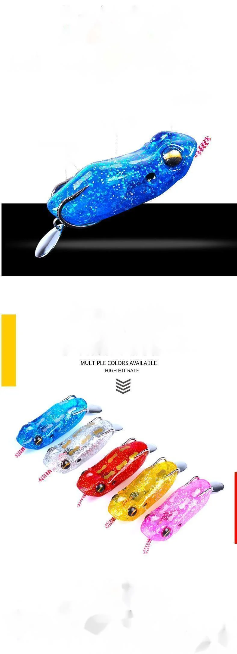 Descubra los vibrantes señuelos multicolor con un diseño único para un rendimiento de pesca mejorado