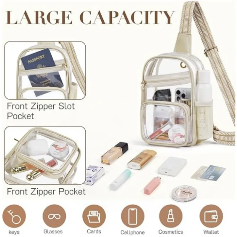 Bolsa de pecho transparente de PVC, riñonera transparente de viaje para exteriores, impermeable, para senderismo, natación, escalada, bandolera, riñonera de mensajero - imagen 5