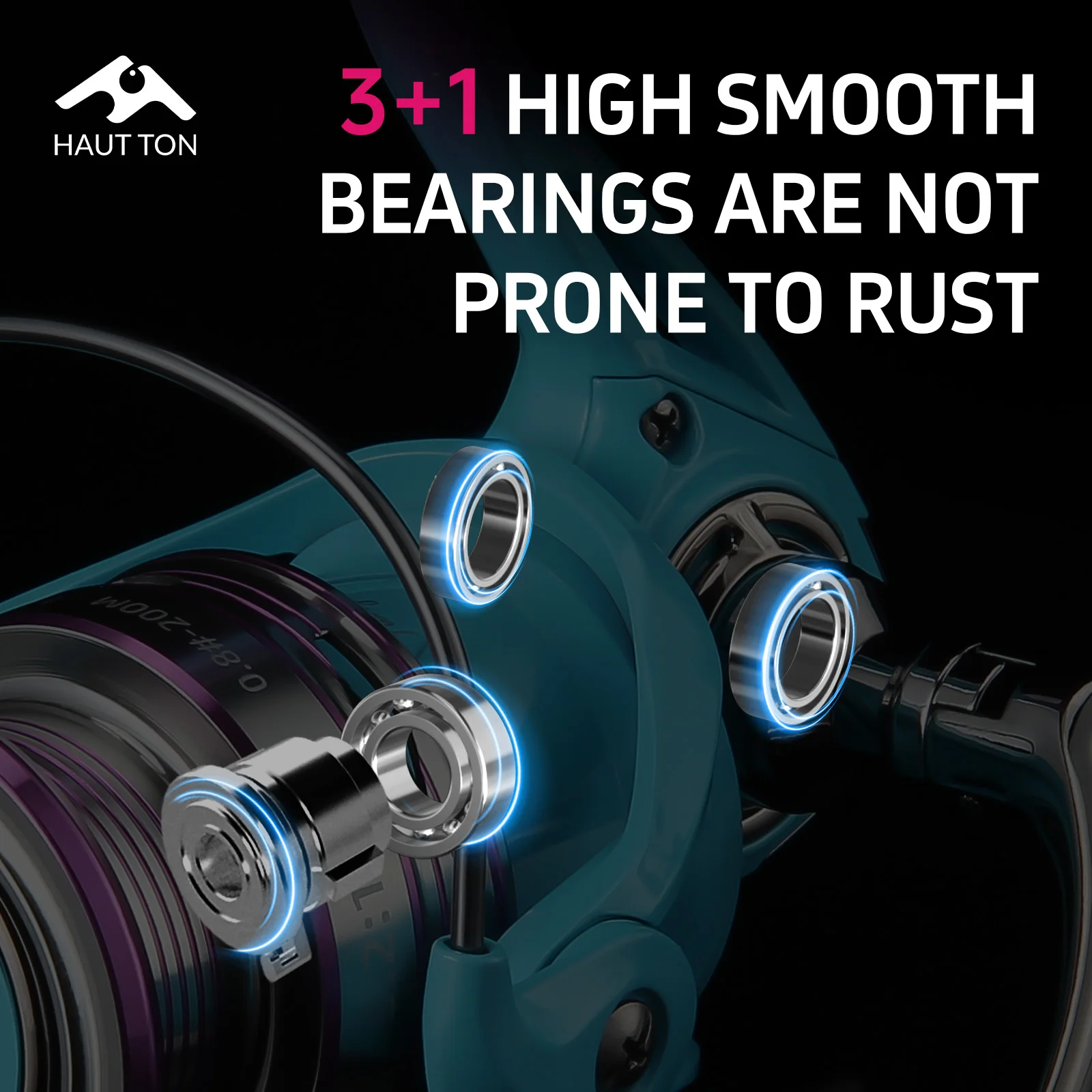 Carrete de pesca giratorio azul, balancín individual y doble opcional, relación de engranaje 5,2: 1 3 + 1 BB, perfecto para agua salada y dulce - imagen 4