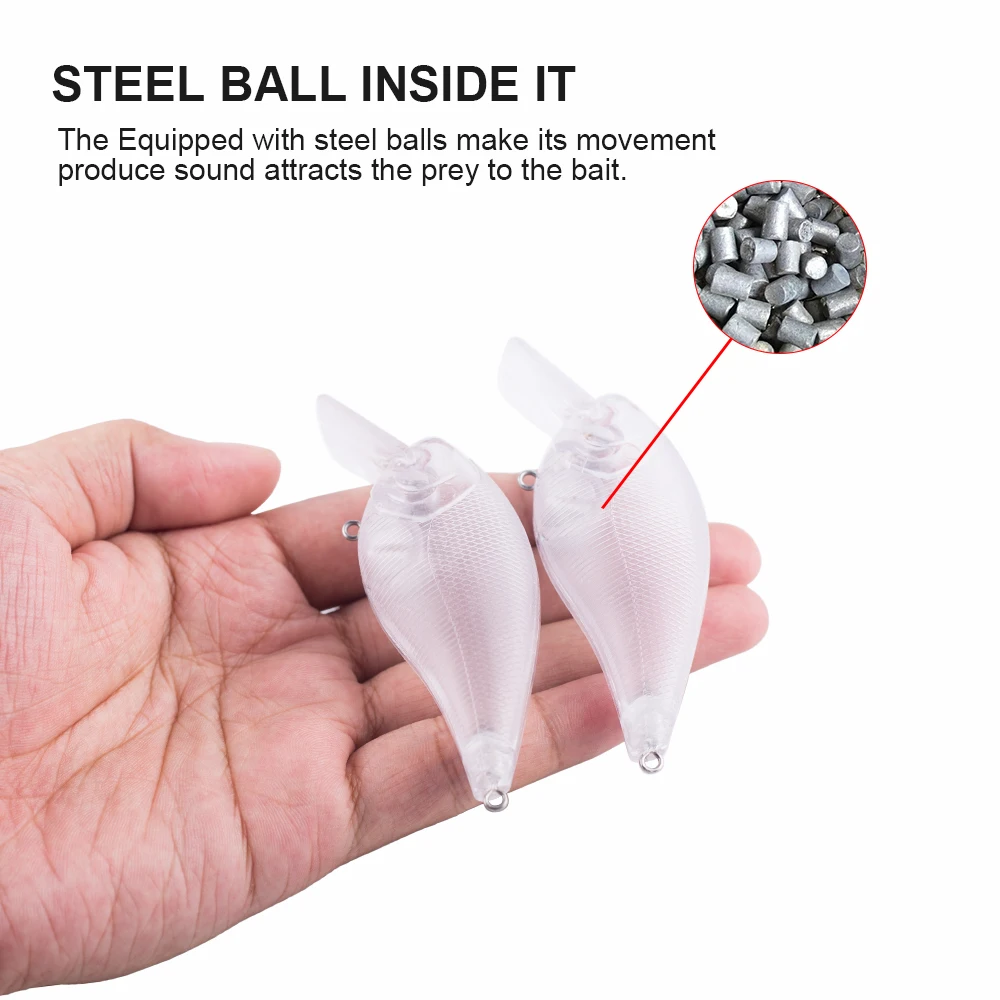 Hanlin-cebos de plástico duro Crankbait Wobblers sin pintar, aparejos de pesca flotantes, 10/20 piezas, 8cm, 13g - imagen 4