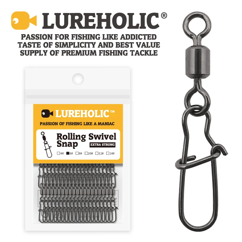 LUREHOLIC Broche giratorio de níquel negro para pesca con señuelo 50 piezas por bolsa 304SS Resistencia a la CORROSión de ALTA RESISTENCIA - imagen 3