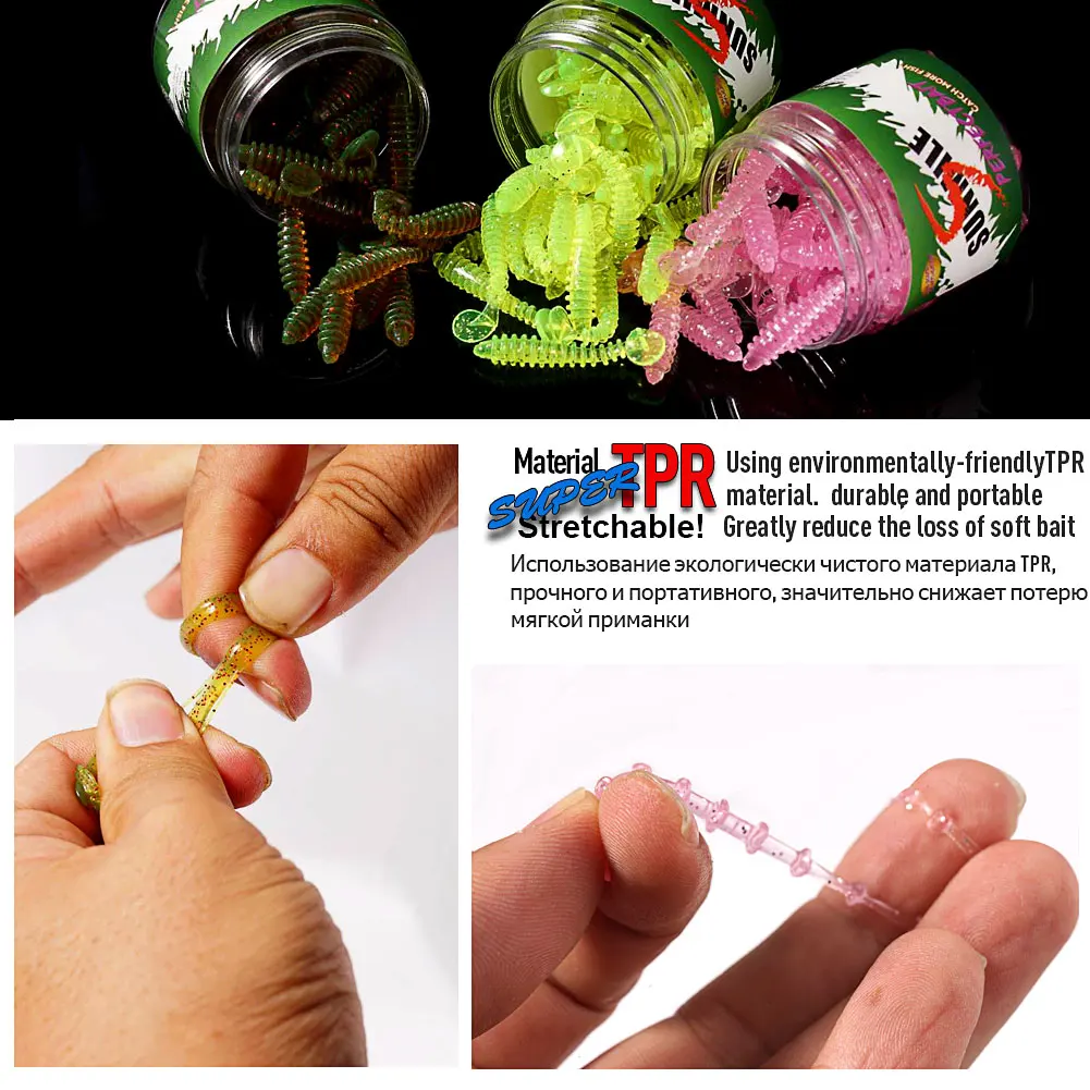 SUNMILE-cebo suave de pesca, cebos artificiales de gusano, 35mm/0,3g, 30 unids/lote, Wobblers de pesca en roca, Leurre Souple, señuelos de trucha - imagen 3