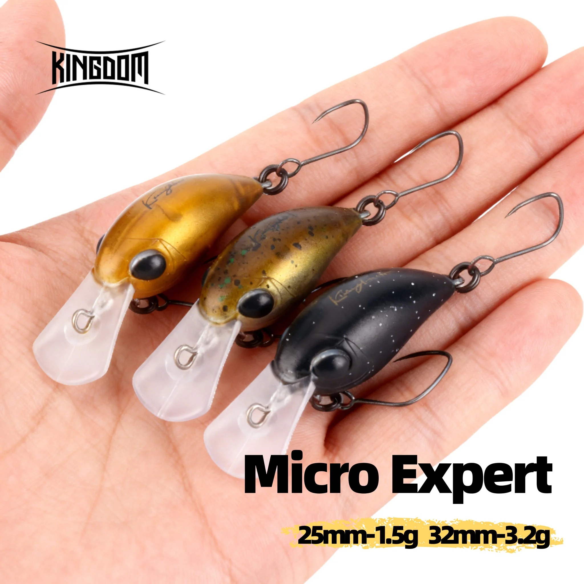Kingdom Mini manivela Minnow señuelo 1,5g 25mm 3,2g 32mm flotante Artificial Crankbaits Wobblers duros para pesca de trucha y Lucio