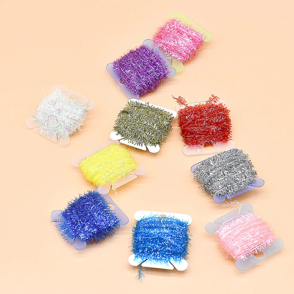 MNFT oropel de pesca con mosca, aparejo de línea Flash de cristal de chenilla, 10 colores, fabricación de cebo, serpentina de atado de moscas surtidas, Material de moscas - imagen 5