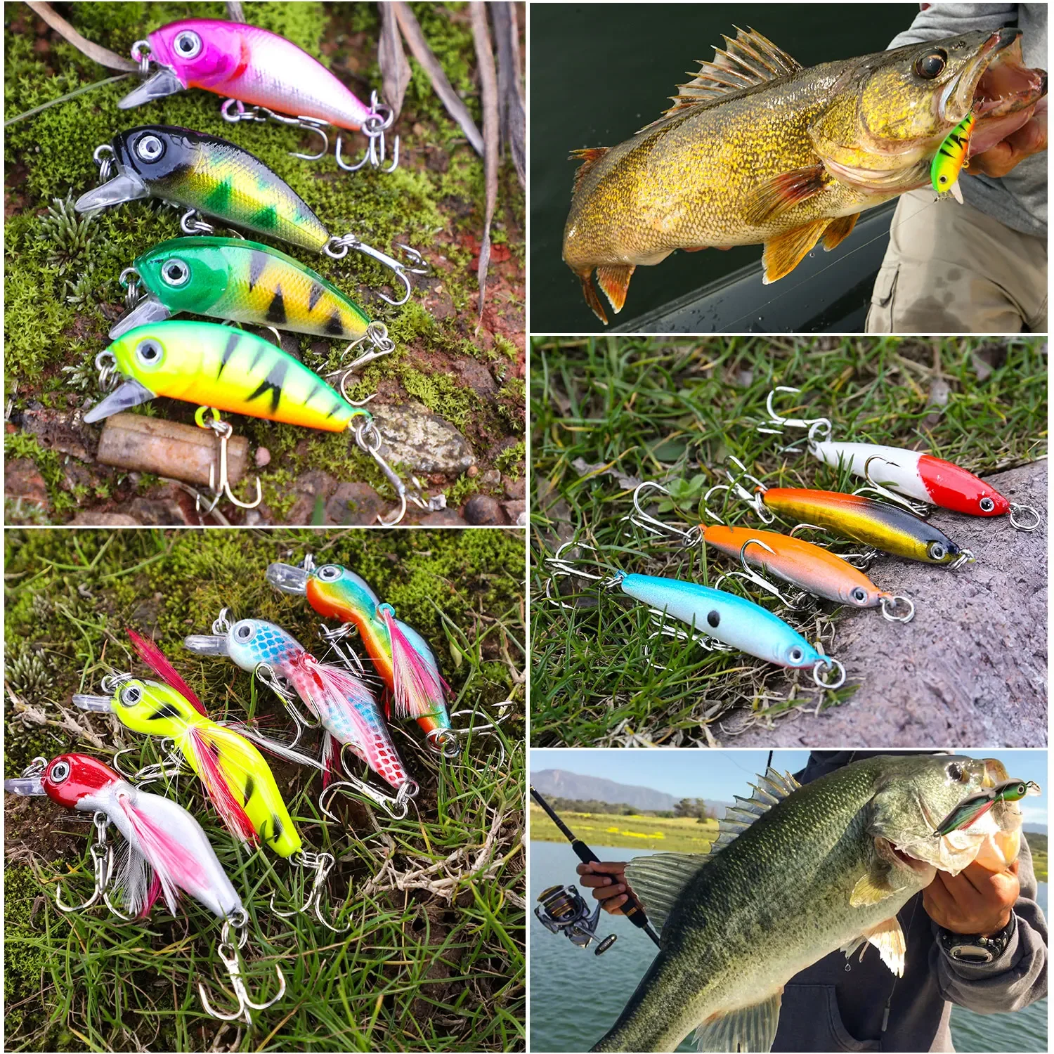 Sougayilang 4 Uds 5,5 cm 7,5 cm señuelo de pesca Wobbler duro cebos de pesca anzuelo anticorrosión cebo de pesca de lubina aparejos de pesca - imagen 5