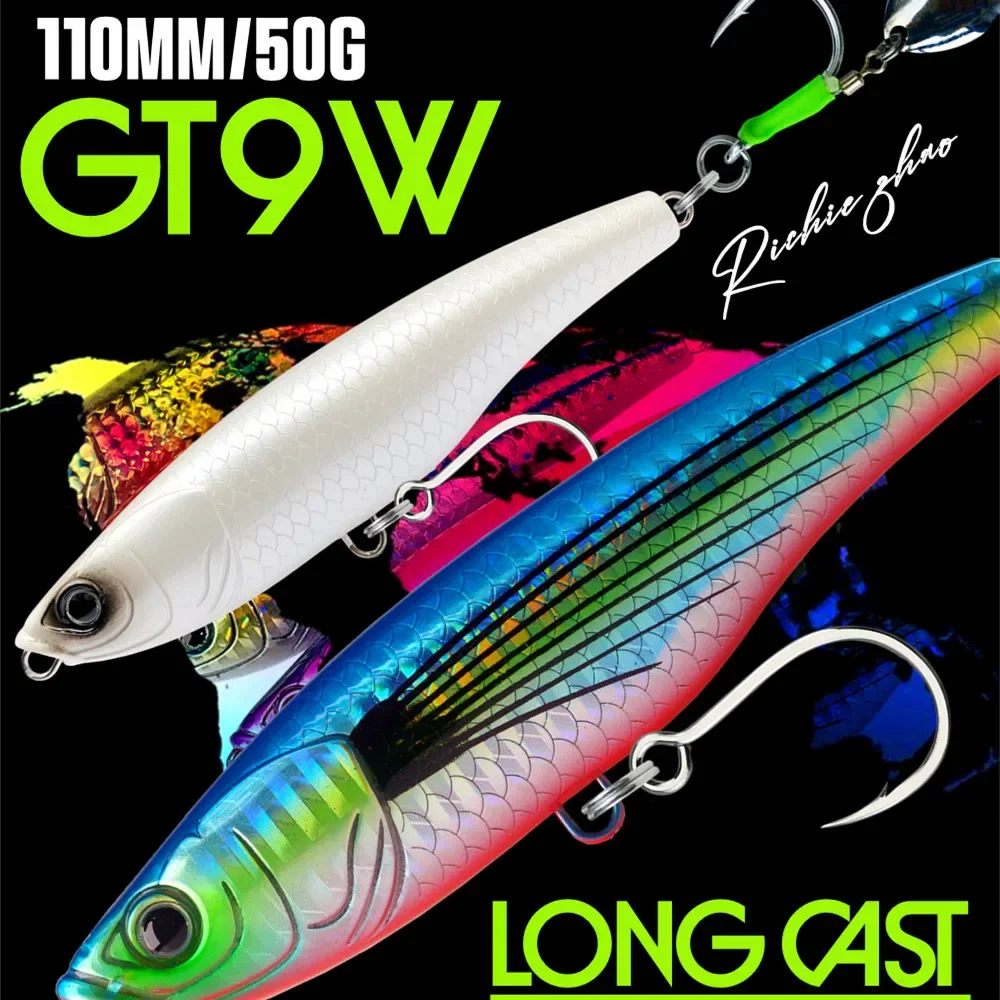 GREENSPIDER-señuelo de pesca en alta mar, cebo duro Artificial, lápiz de hundimiento, 110mm, 50g, resistente, 5X anzuelos - imagen 3