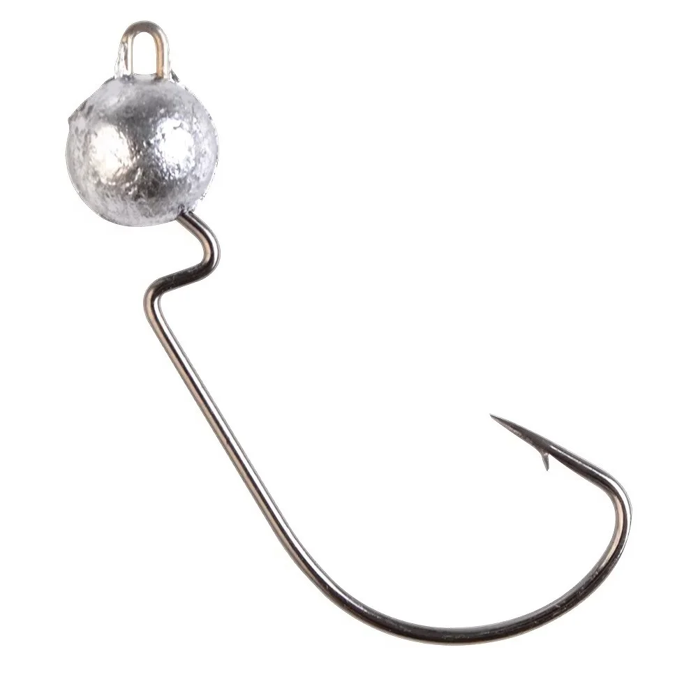 Anzuelo de pesca Offset con cabeza plomada, gusano suave, anzuelo de manivela ancha, señuelo de silicona, accesorios de anzuelos de púas, 5-8 piezas, 3,5g, 5g, 7g, 10g