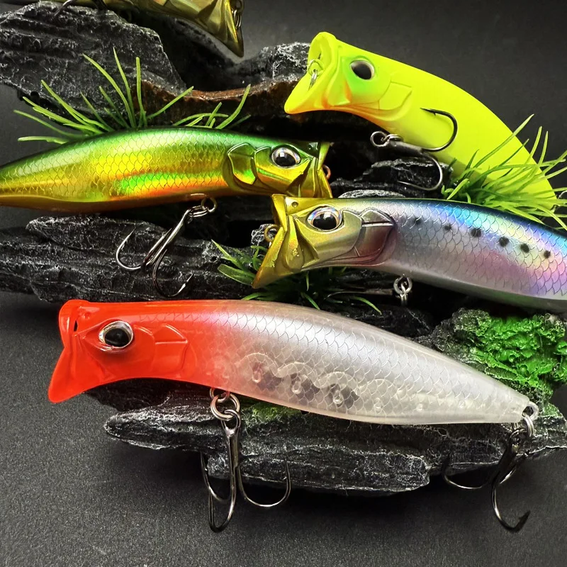 1 Uds. Señuelo de Pesca Popper Wobblers ojos 3D 8cm 12,6g Topwater Iscas duras cebo de plástico Artificial Crankbait Pesca de carpa - imagen 4