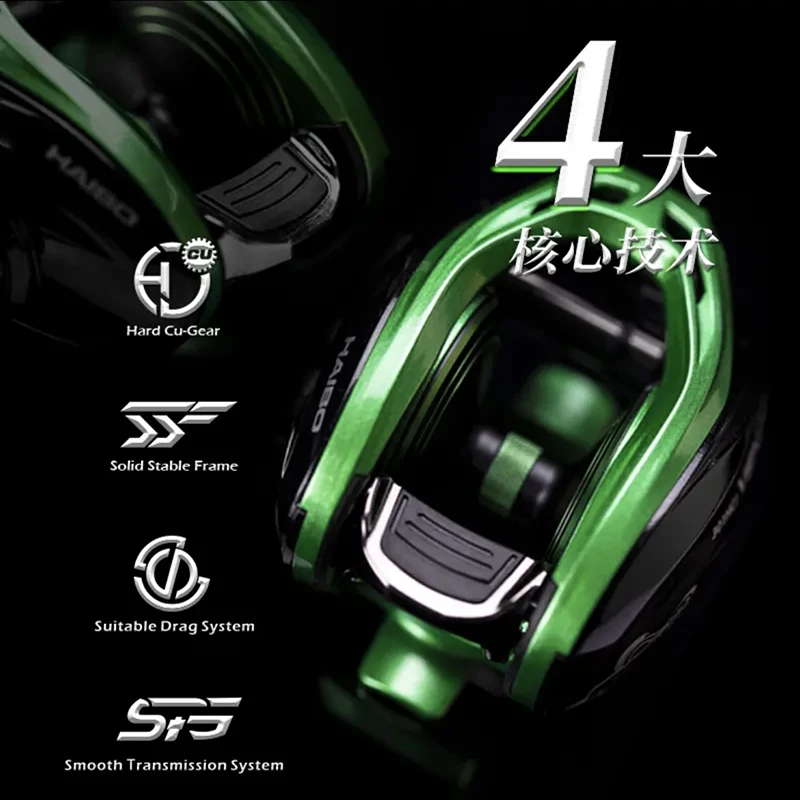 Carrete de pesca HAIBO VENOM antiagua salada, placa de hierro de aguas profundas, carrete de Baitcasting 8 + 1BB, rueda de gota de agua, arrastre máximo de 12KG - imagen 5