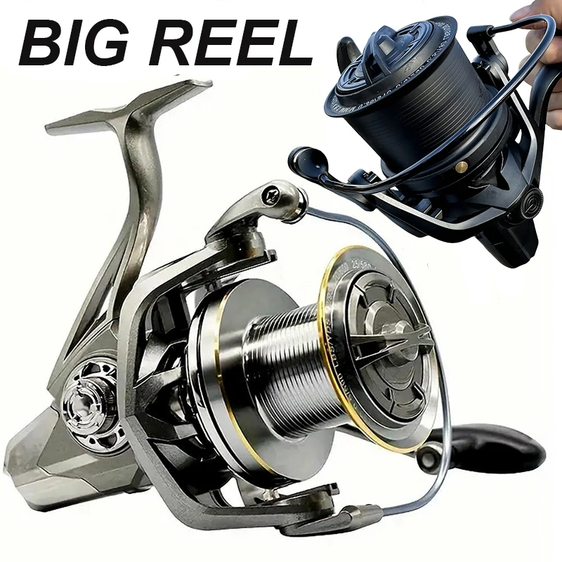 Carrete de Pesca giratorio de alta resistencia, serie 8000-12000, copa de línea profunda de Metal suave y duradero, arrastre máximo de 25KG para Pesca de sal/agua dulce