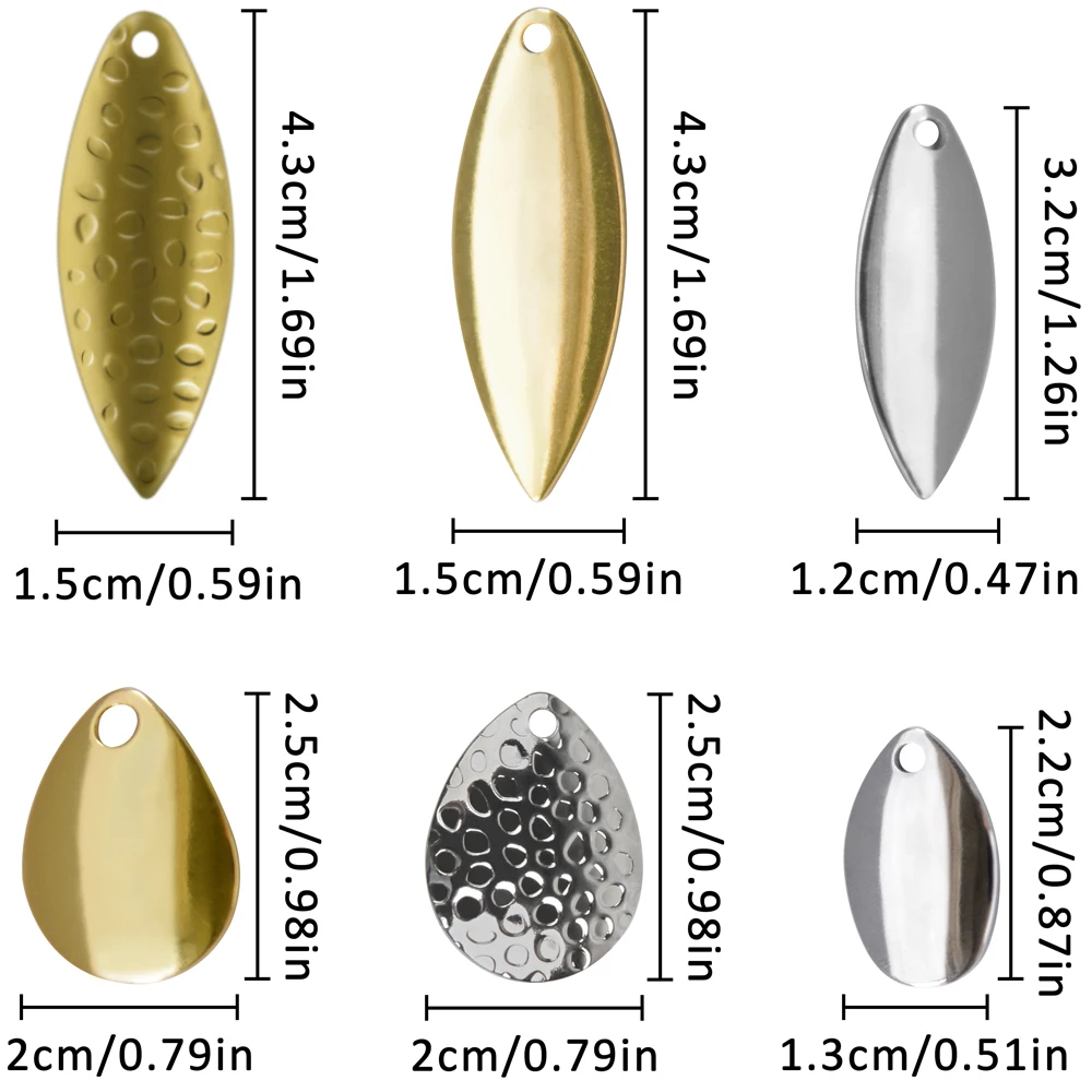 50 Uds señuelo de pesca Spinner cuchillas cuchara de Metal señuelo Walleye Rig accesorios DIY para Spinnerbait Buzzbait señuelo de lubina aparejos de pesca - imagen 2