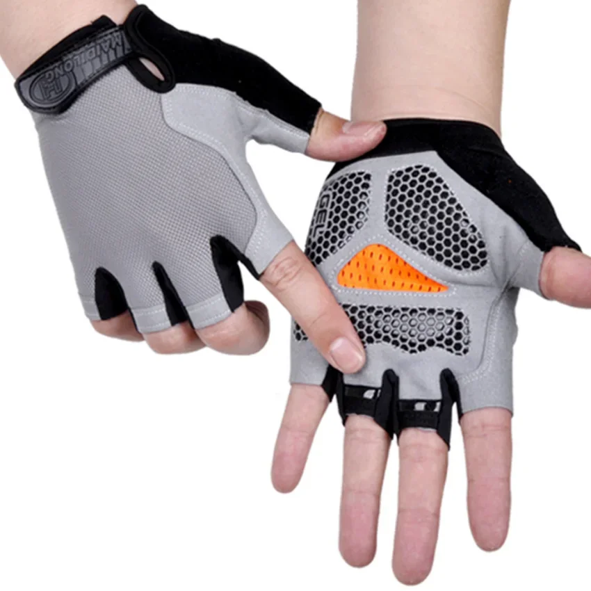 Guantes deportivos de medio dedo para hombre y mujer, guantes deportivos antideslizantes y antigolpes, mancuernas para levantamiento de pesas, guantes de entrenamiento de barra Horizontal - imagen 5