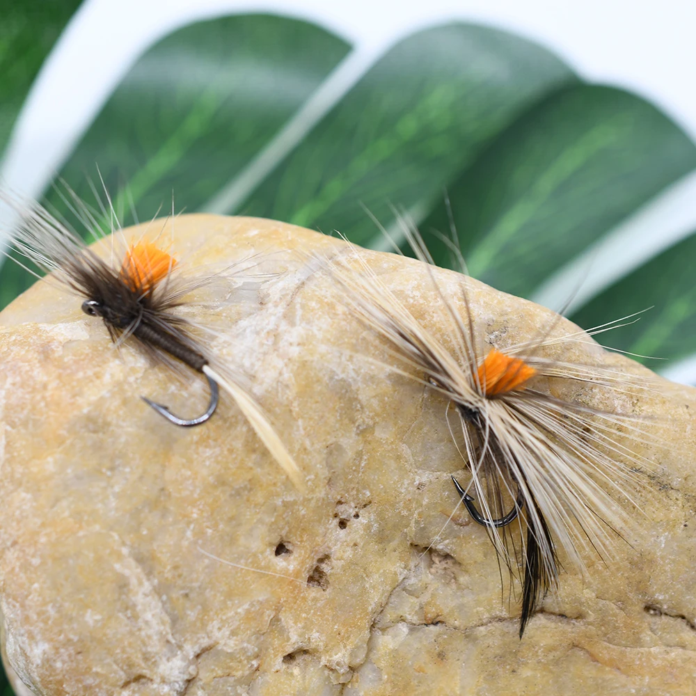 MNFT 10 piezas 10 # naranja gris Caddis pesca mosca trucha clásica Mosquito puede moscas secas - imagen 4