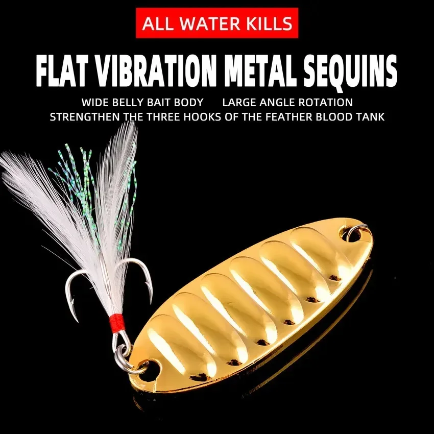 12 Uds cuchara giratoria de Metal señuelo de Pesca de trucha cebo duro lentejuelas ruido Paillette cebo Artificial Pesca pequeño Spinner de lentejuelas duras - imagen 5