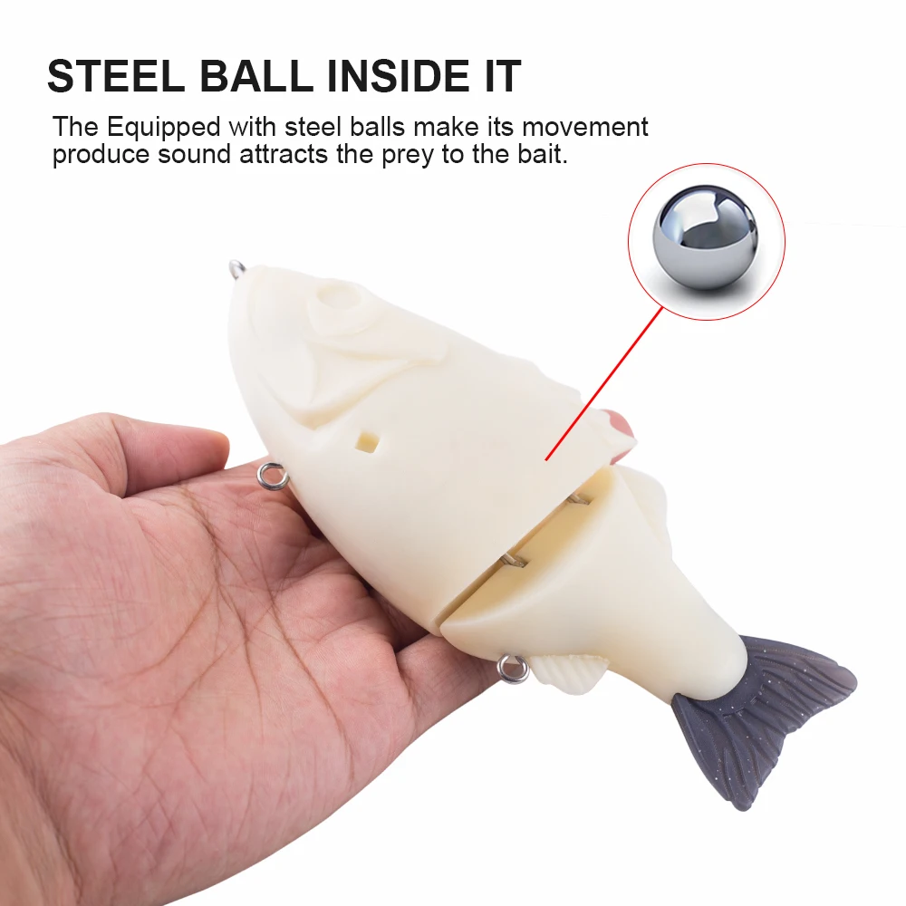 Hanlin-Señuelos de Pesca de cola suave, 16CM, 128G, Swimbait sin pintar, cuerpo duro Artificial, aparejos de lubina en blanco - imagen 4