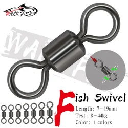 WALK FISH 50 unids/lote conector de anillo en forma de 8, equipo de pesca, conector giratorio de tracción fuerte, rodamiento de bolas, accesorios de pesca a presión