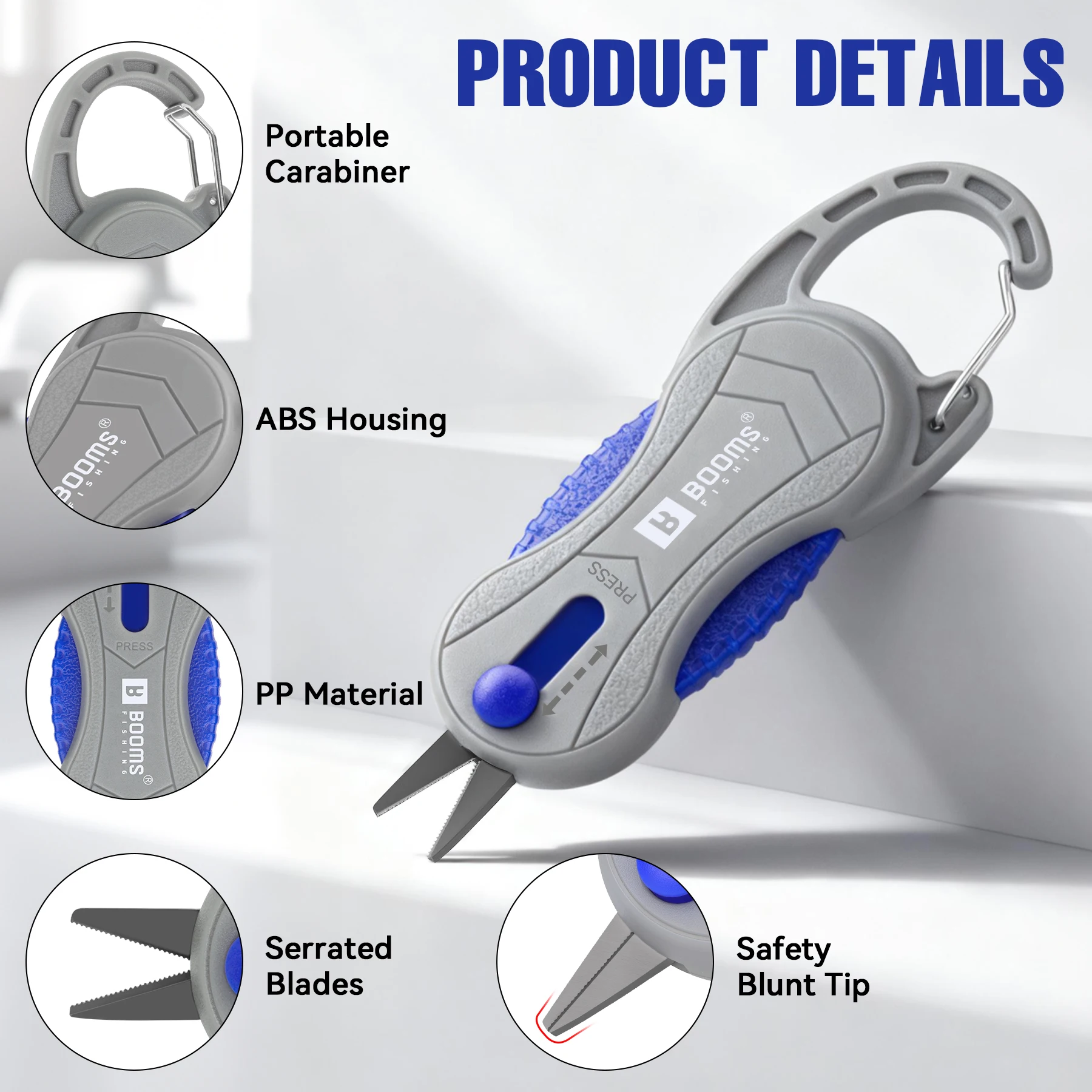 Booms Fishing FR2 Mini tijeras de hilo trenzado de pesca inoxidable tijeras dentadas con bloqueo para accesorios de herramientas de pesca de agua salada - imagen 2