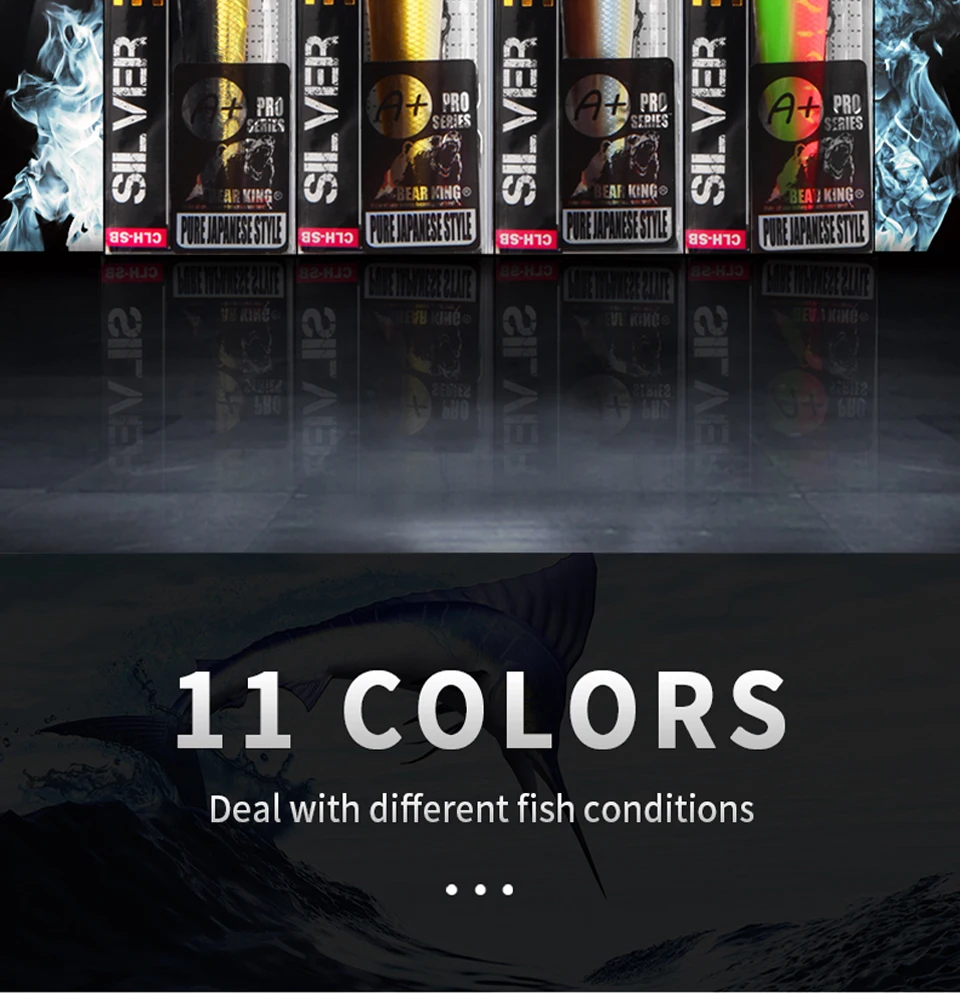 Experimente la mejor aventura de pesca con nuestros 11 colores versátiles diseñados para manejar diversas condiciones de peces