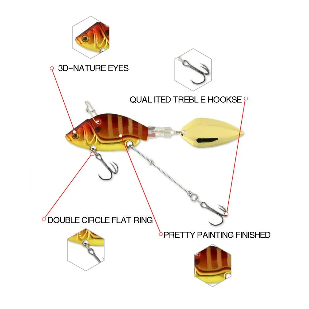 Señuelo VIB de pesca de Metal, cebo giratorio de cola que se hunde, cebos Bibe para lubina, perca, Crankbait duro de tiro largo, 44mm/13,6g - imagen 3