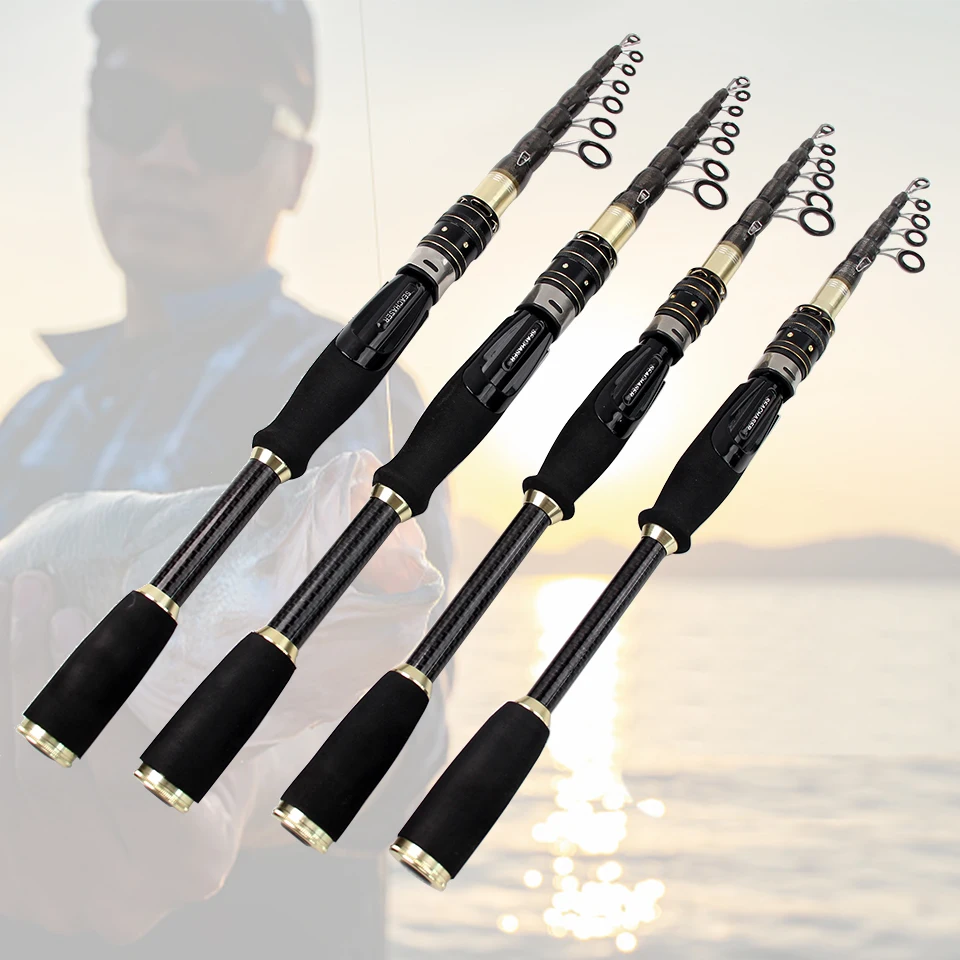 Caña telescópica fibra carbono – Portátil resistente para pesca viajes - imagen 4