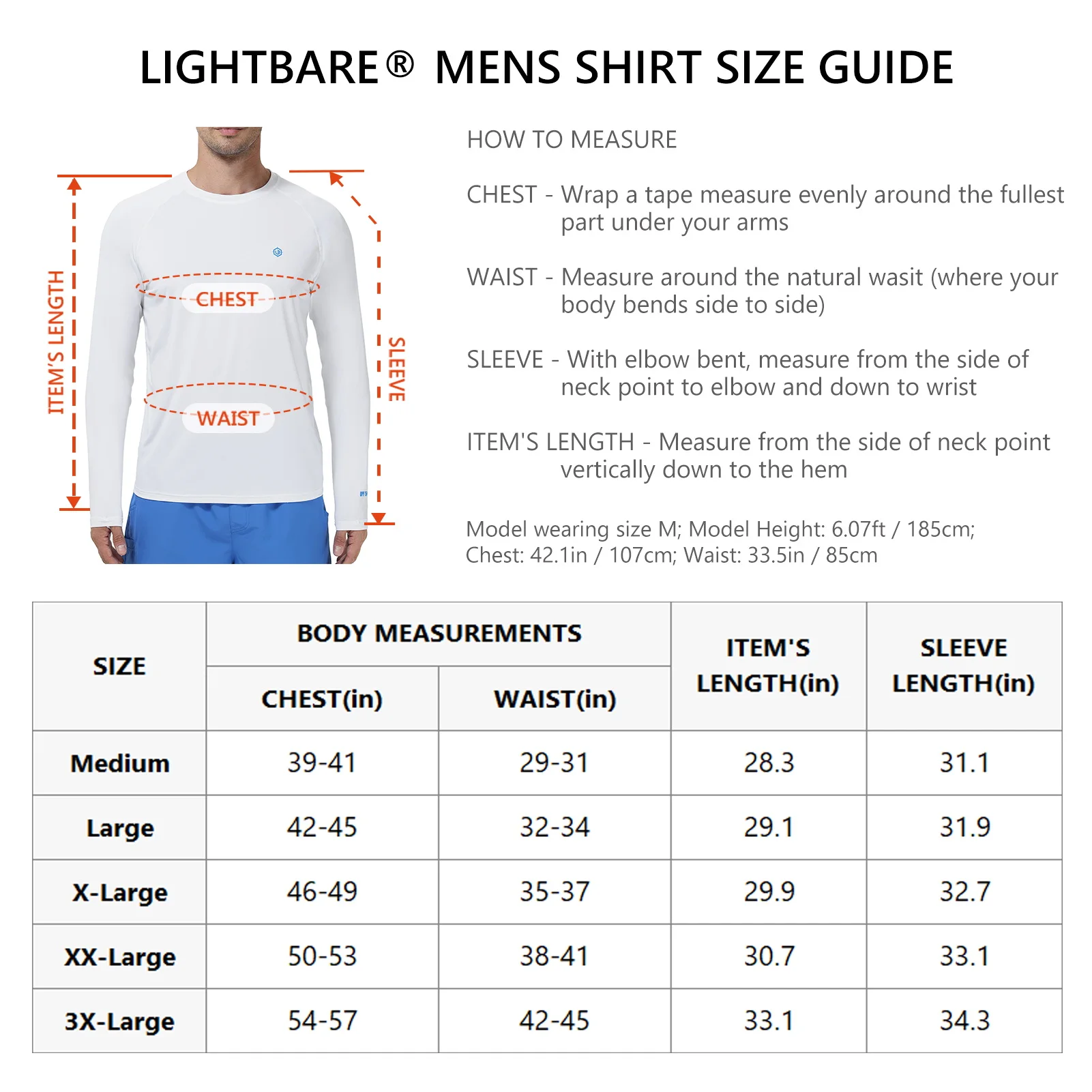 Lightbare Camiseta ligera de manga larga con protección solar UV UPF 50+ para hombre de secado rápido para senderismo al aire libre y correr - imagen 3