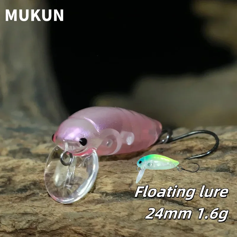 MUKUN-Señuelos de pesca flotantes para pececillos, cebo Artificial Wobbler de 24mm/1,6g con anzuelos dobles individuales, productos de cebo para lubina, 1 Uds. - imagen 2