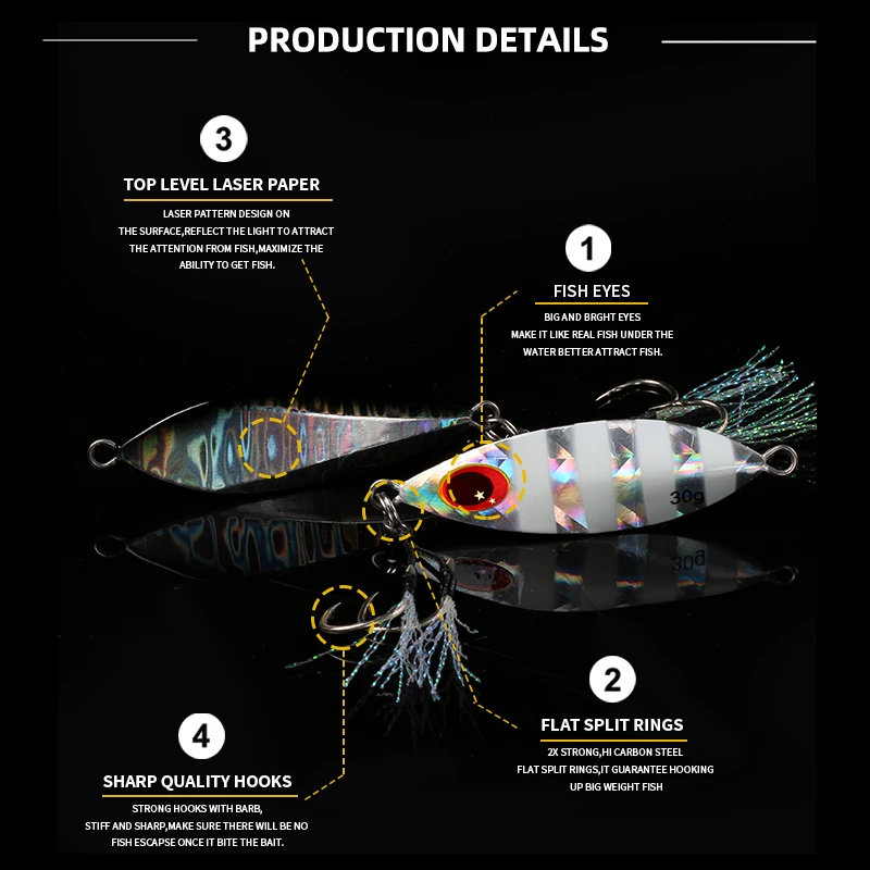 Caja de cebo de plantilla de Metal para trabajo mágico, Señuelos de Pesca de 14g, 20g, 30g, 10 Uds. Cada caja, cebos de señuelo de pesca, Kit de cebo Artificial para lubina, aparejos - imagen 5