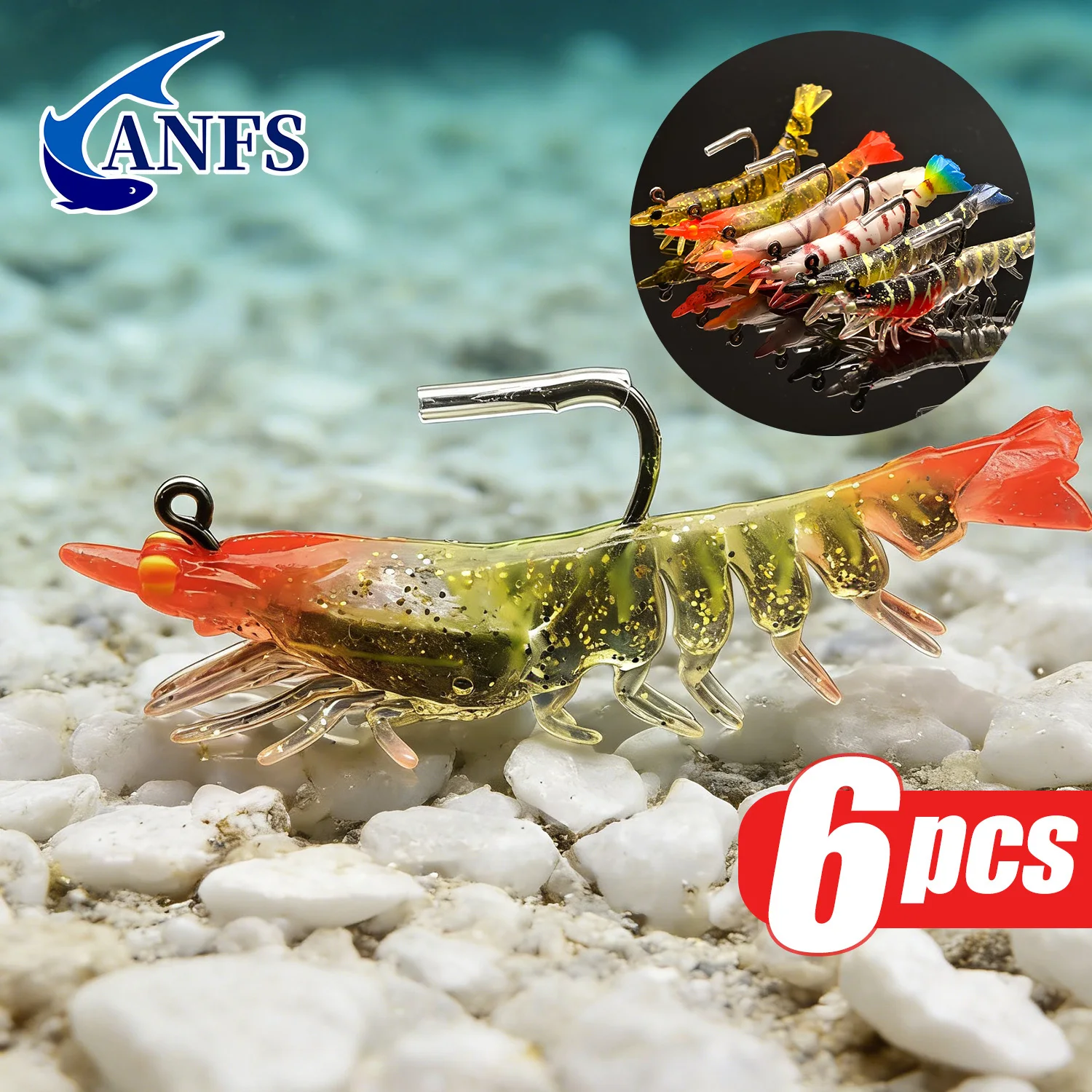 Vinilos de pesca ANFS – Gamba realista para agua dulce y salada - imagen 3