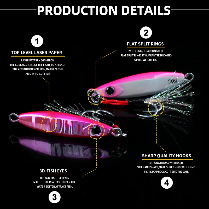 Plantilla de Metal para trabajo mágico, cuchara de Jigging de agua salada, 20g, 30g, 40g, 60g, cebo Artificial de fundición a tierra para aparejos de señuelo de pesca de lubina - imagen 5