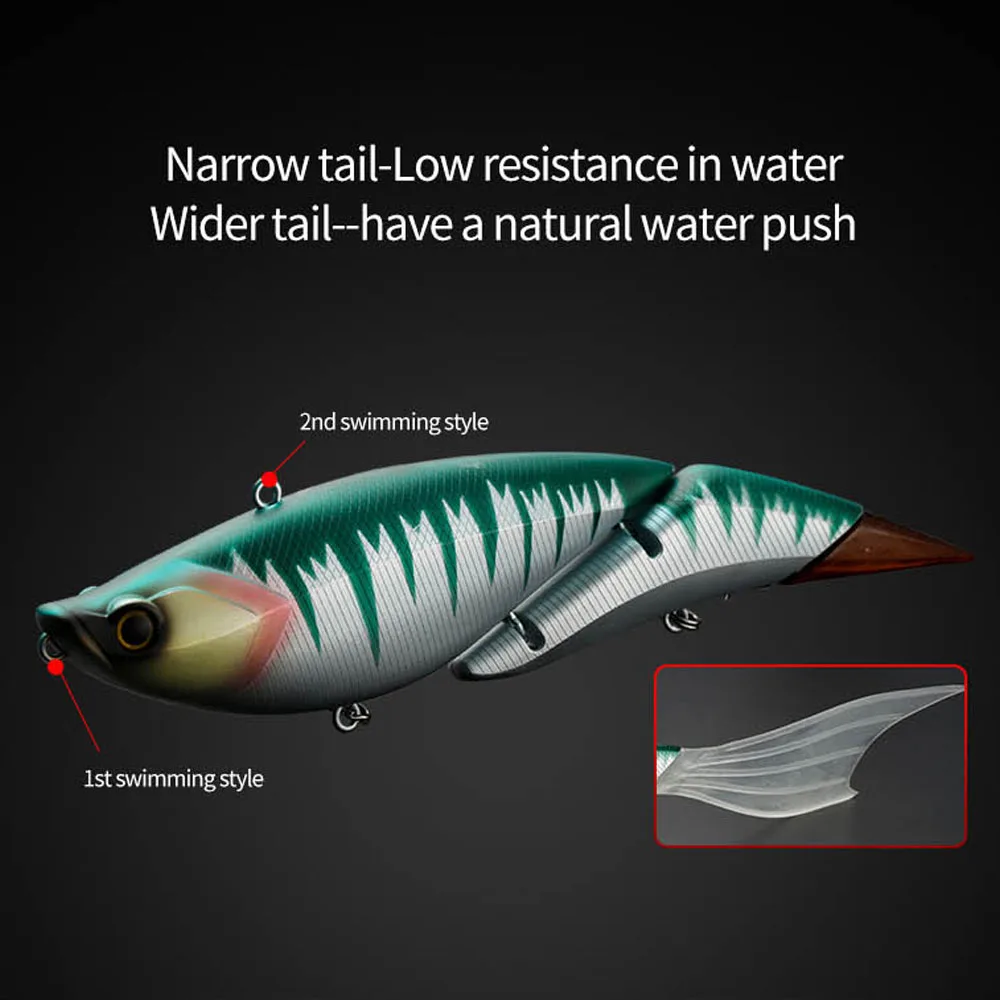 JOHNCOO-cebos de pesca articulados de 190mm, cebos flotantes con vibración, 2 segmentos, cebo gigante grande, 50g, cola de pez blanda, cebos duros Wobblers - imagen 2