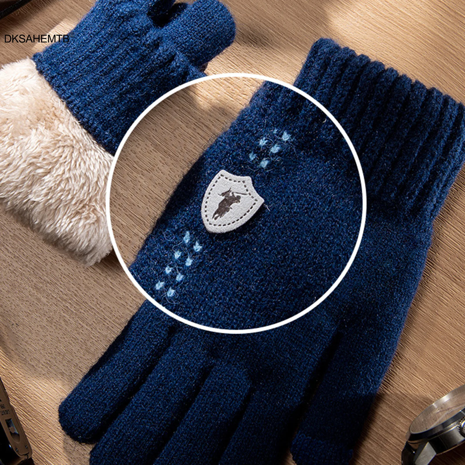 Guantes de terciopelo cálidos para invierno, guantes de dedo completo resistentes al frío para exteriores, para ciclismo, Camping, viajes, guantes de punto gruesos para hombres - imagen 2