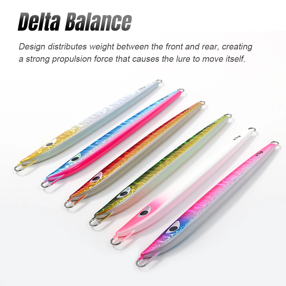 JIGGING PRO 75g 95g 115g D3 Semilong señuelo de Jigging Vertical agua salada plantilla de Metal cebo de pesca aparejos de pesca de mar atún Bonito - imagen 3