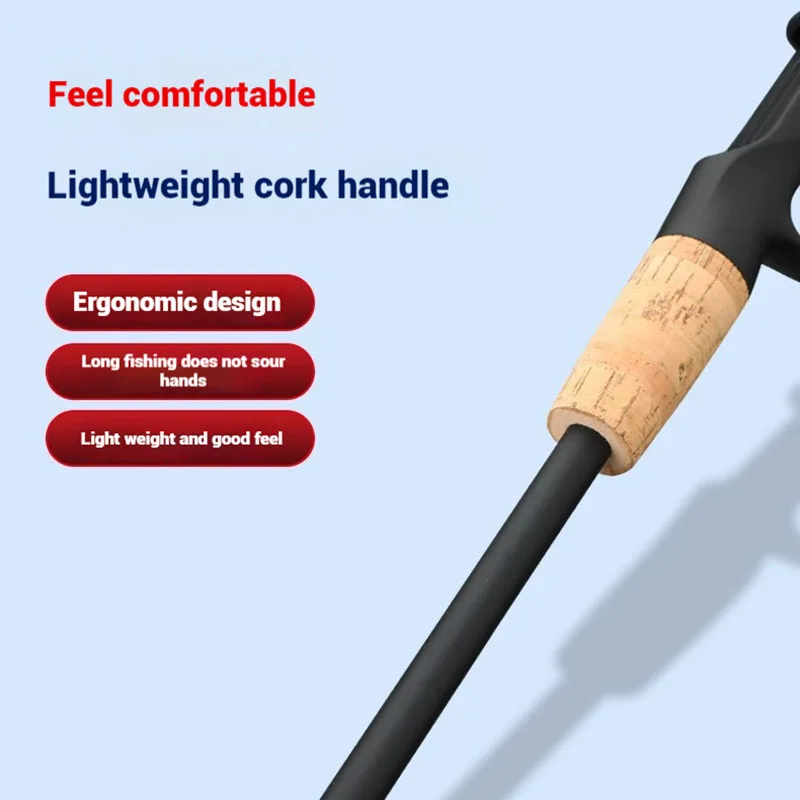 Cañas de pescar de mano de corcho ligeras, caña de pescar de fundición de 1,65 m y 1,8 m, alimentador de carpa, caña de señuelo giratoria - imagen 3