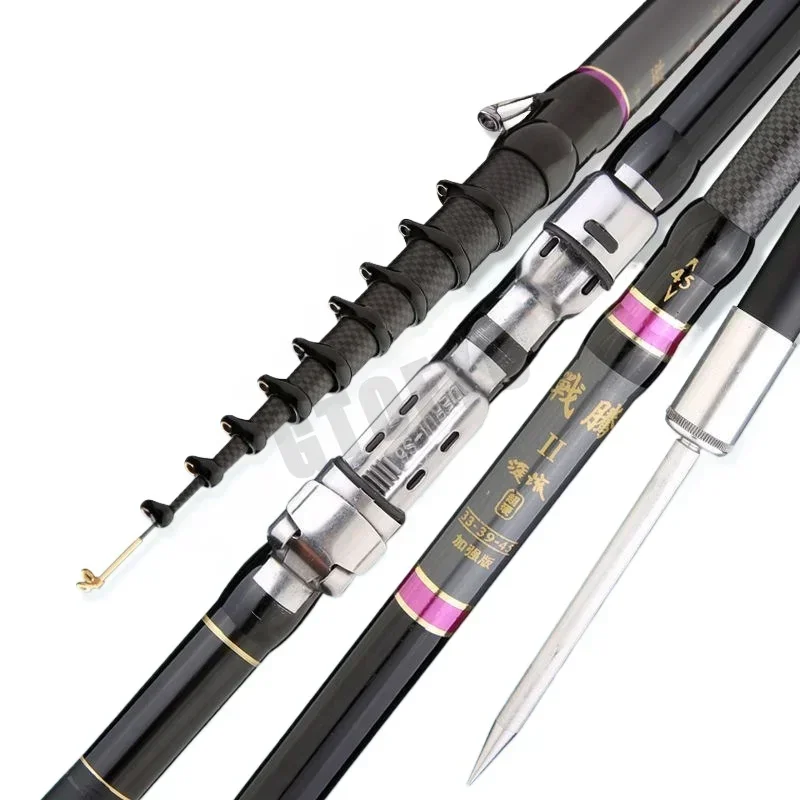 Caña de pescar de posicionamiento ajustable de 3,6 M-10M, caña de pescar telescópica portátil de carbono, caña de pescar dura ultraligera - imagen 3