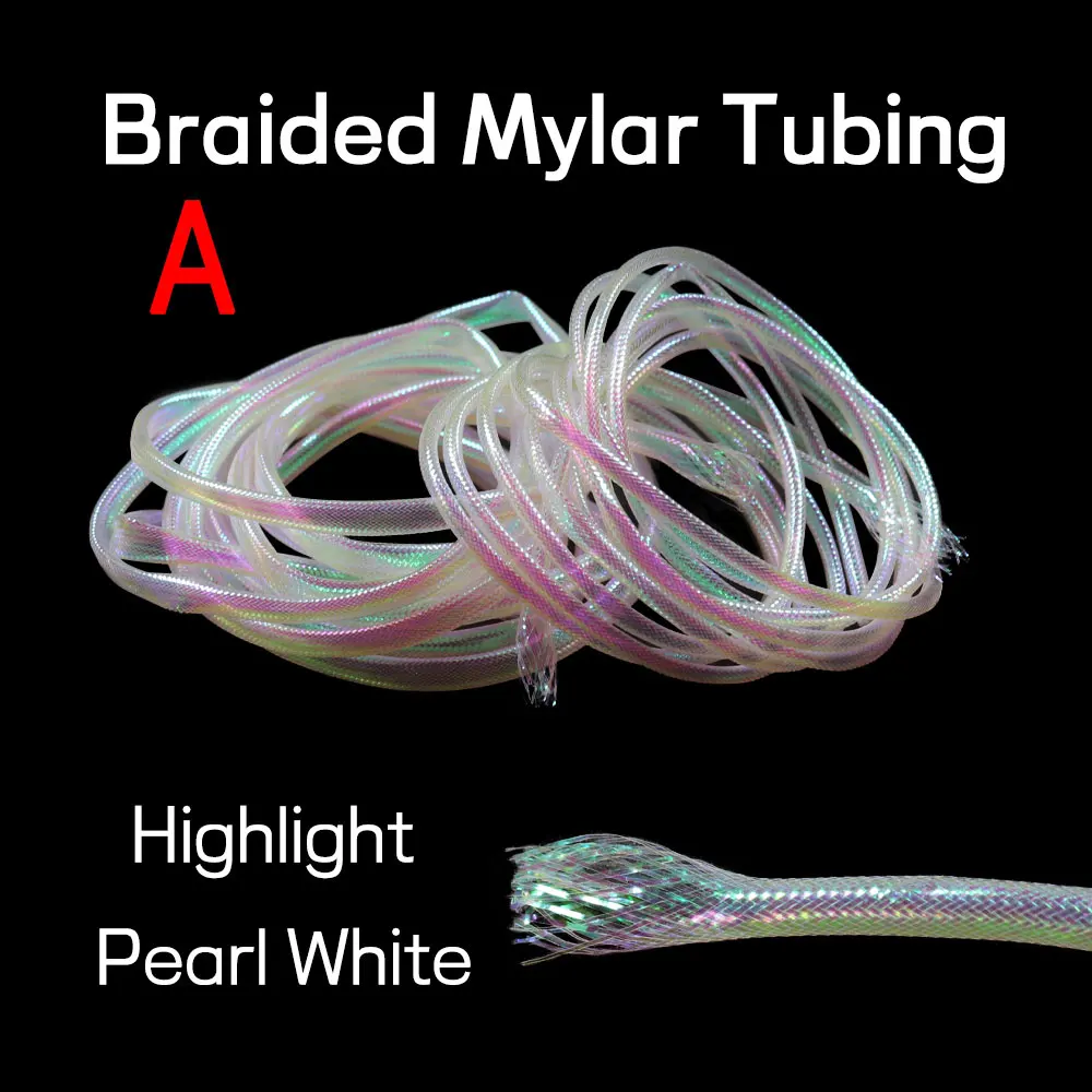 Un tubo de mylar trenzado de perla blanca