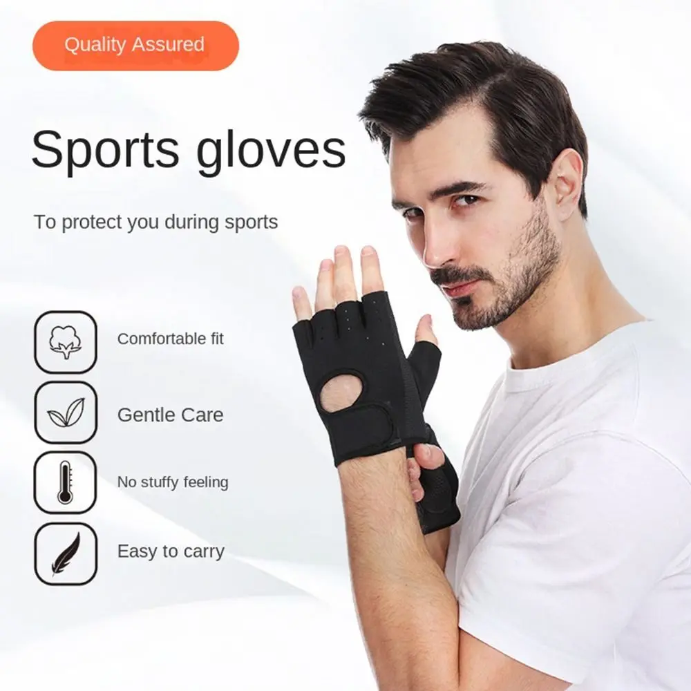 Guantes deportivos de medio dedo para hombre y mujer, guantes de muñeca de entrenamiento, resistencia antideslizante, levantamiento de pesas, 1 par - imagen 5