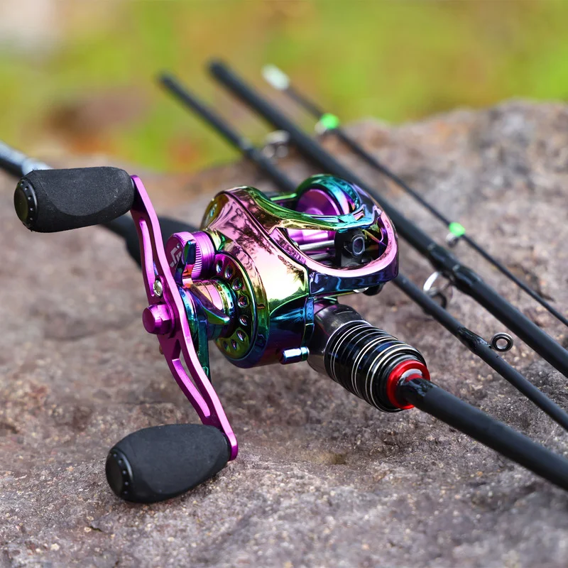 Sougayilang-Combo de pesca de fundición, caña de fibra de carbono ultraligera de 4 secciones, 2,1 m, 9 + 1BB, relación de engranaje 6,5: 1, Kit de carrete de pesca - imagen 5