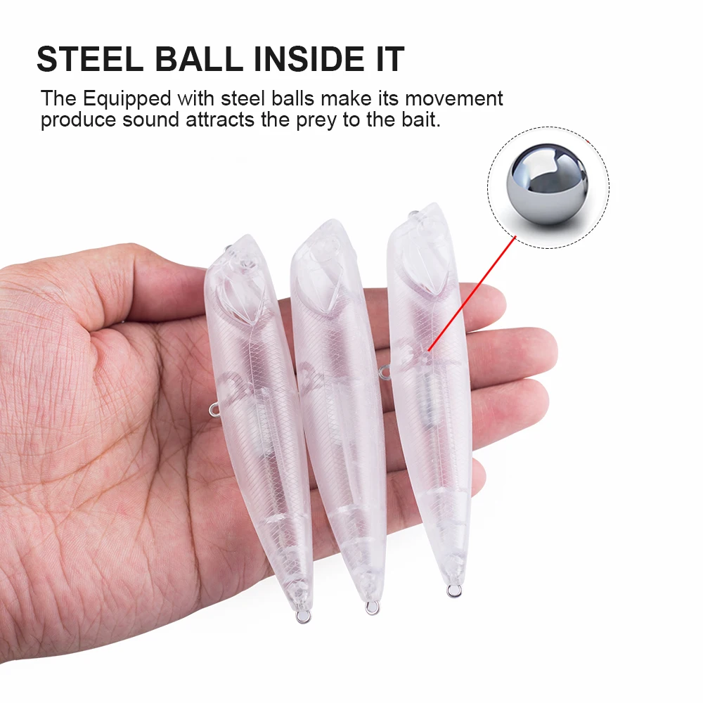 Hanlin-Cebo Popper sin pintar, 10/20 piezas, 10cm, 14,5g, Artificial, largo, fundido en blanco, Señuelos de Pesca Topwater, Wobbling para aparejos de Lucio - imagen 4