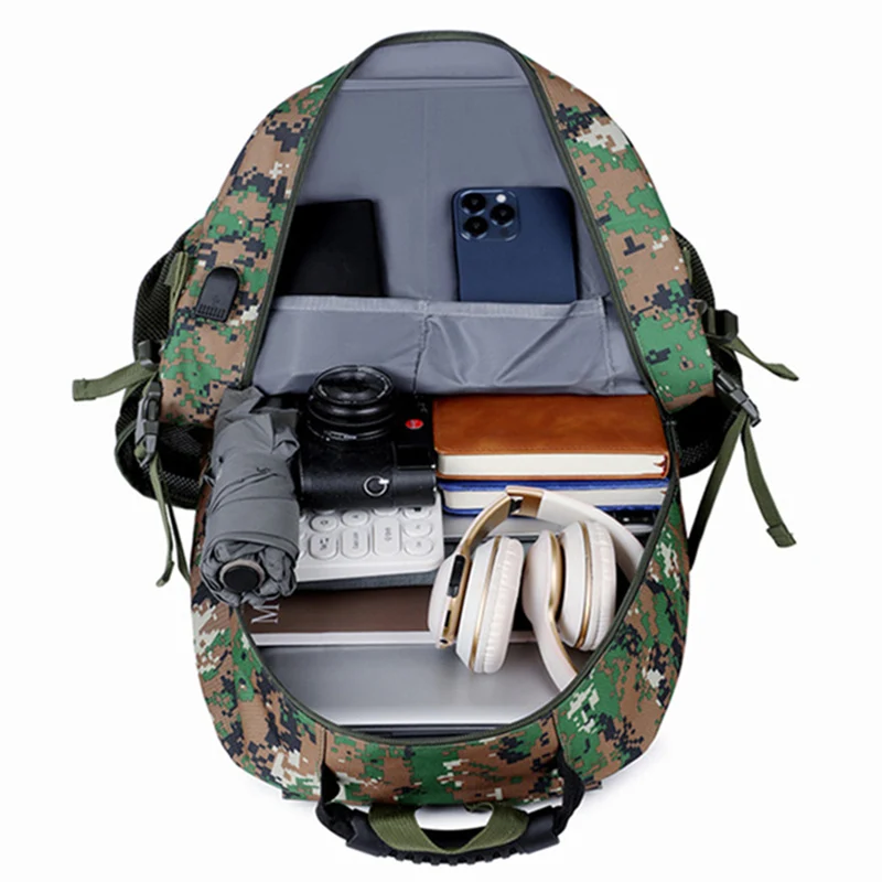 Mochila táctica grande para escalada con USB, para exteriores, senderismo, pesca, Camping, ciclismo, portátil, para deportes, viaje, portátil, equipaje - imagen 5